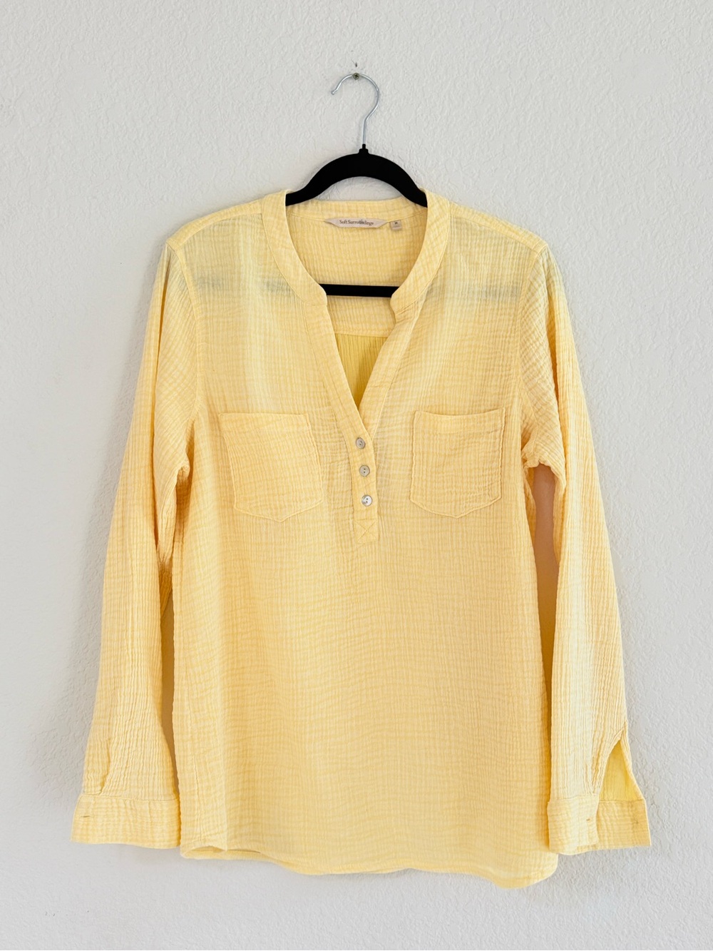 Soft Surroundings Yellow Gauze Top M